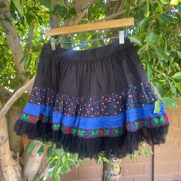 Retro Natural Elements Skirt Womens Small Black Tulle Retro Boho Western Mini - Picture 3 of 5